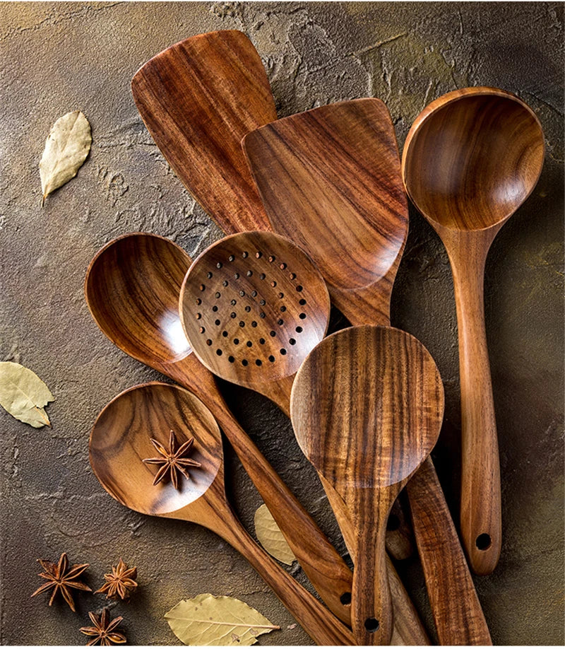 WOODEN COOKING SPOONS 7-piece set