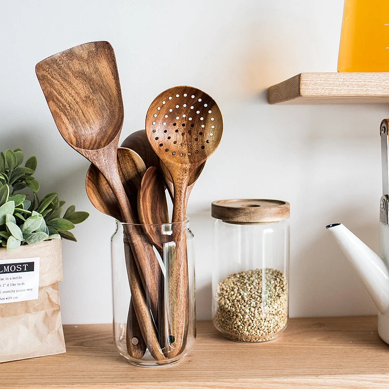 WOODEN COOKING SPOONS 7-piece set