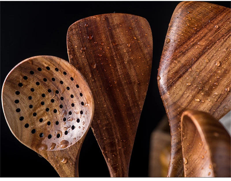 WOODEN COOKING SPOONS 7-piece set