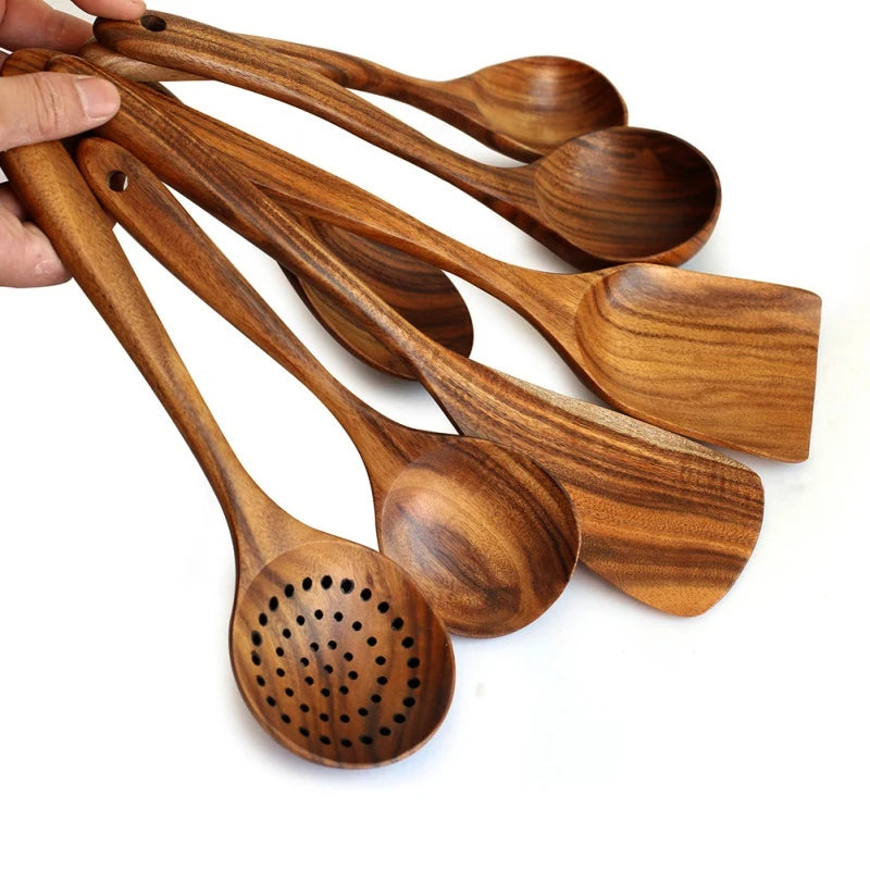 WOODEN COOKING SPOONS 7-piece set
