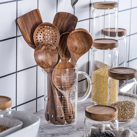 WOODEN COOKING SPOONS 7-piece set