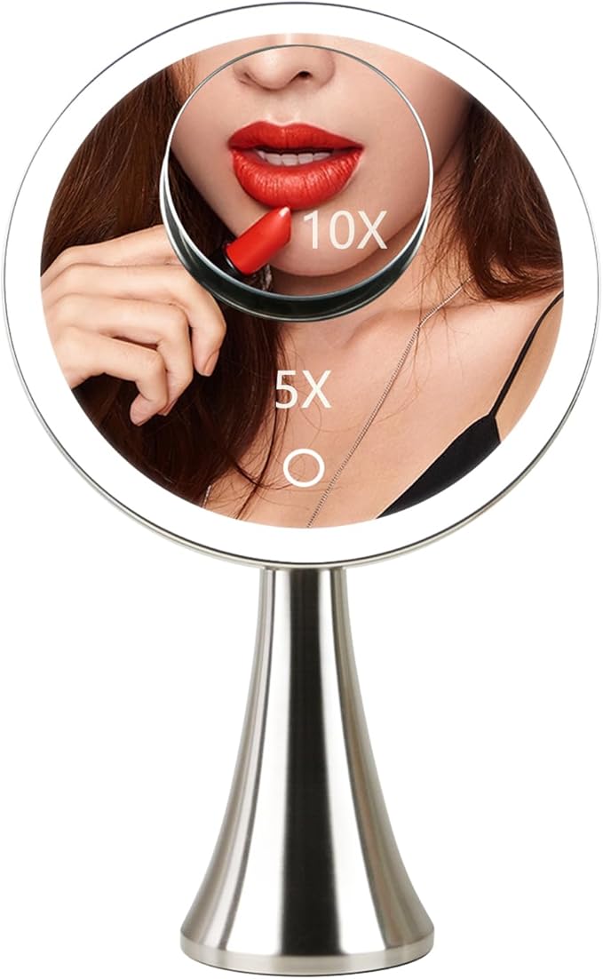 9 inch Lighted Round Makeup Vanity Mirror, LED Lights Beauty Mirror