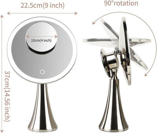 9 inch Lighted Round Makeup Vanity Mirror, LED Lights Beauty Mirror