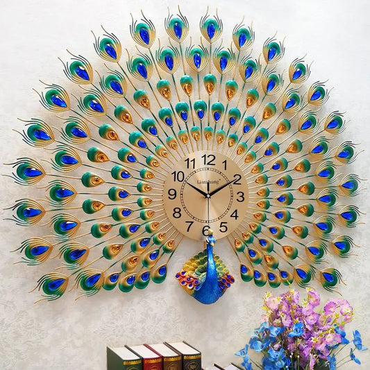 Peacock Wall Clock, Living Room Decoration