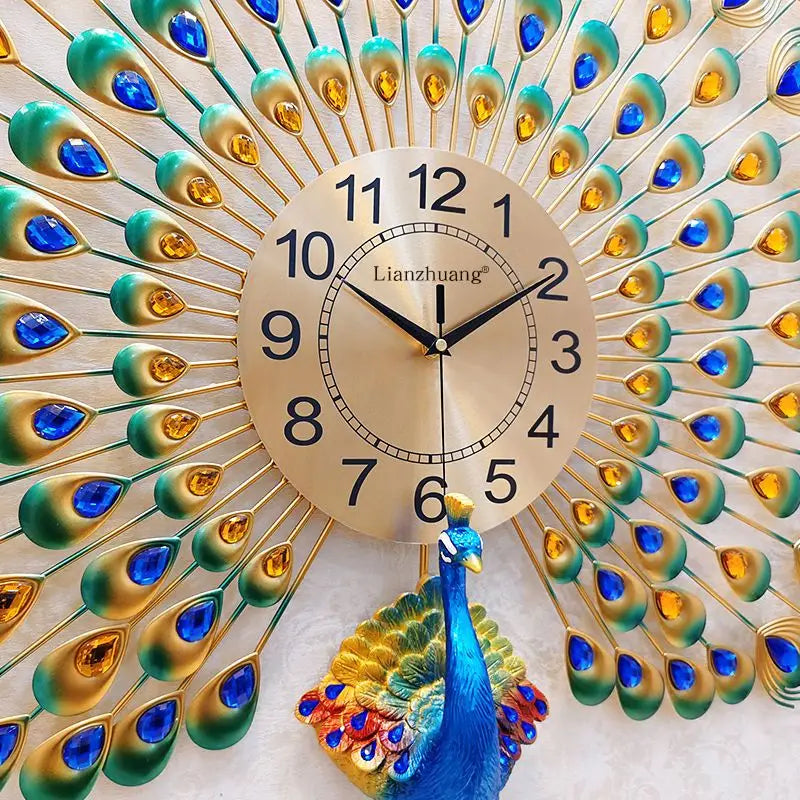 Peacock Wall Clock, Living Room Decoration