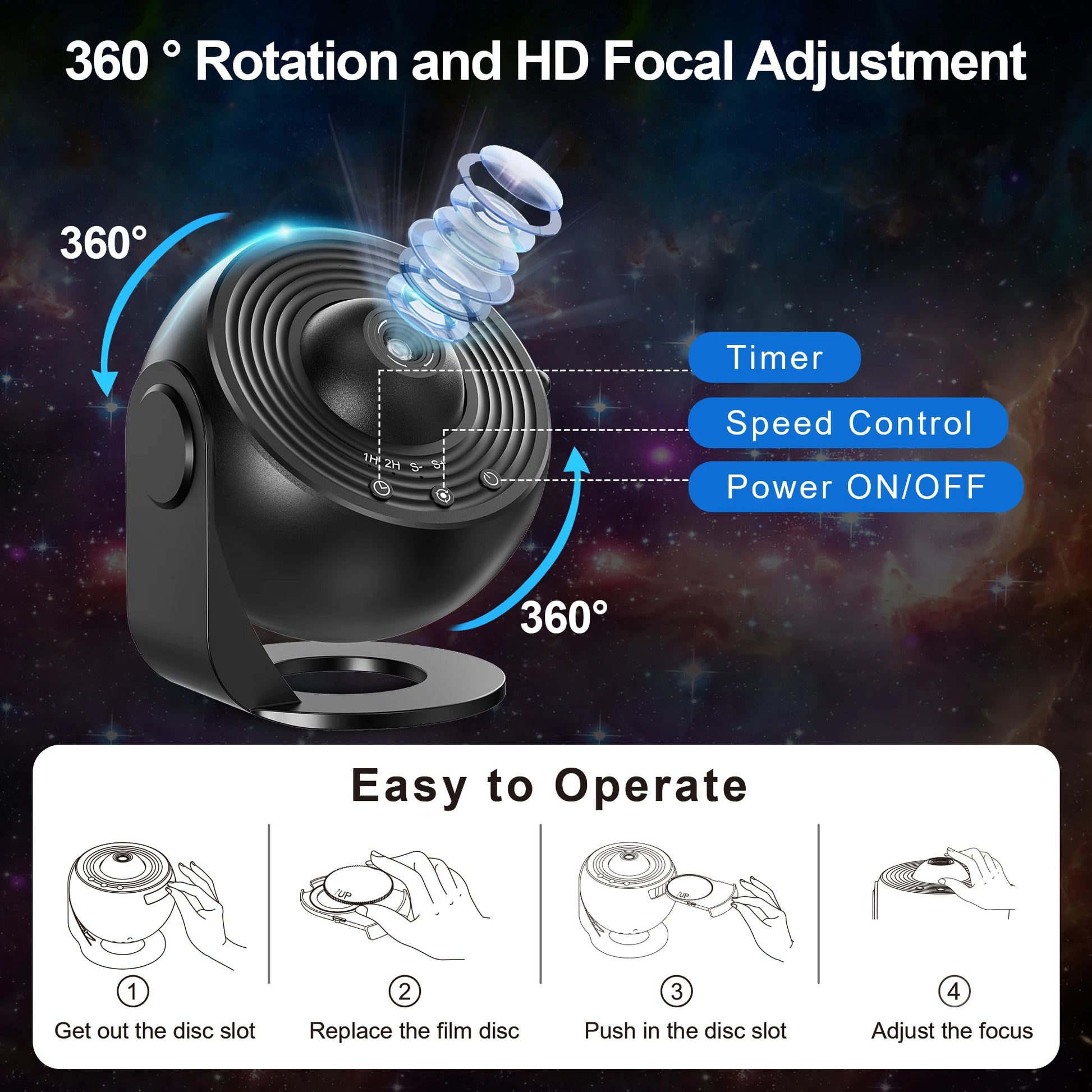 Night Light Galaxy Projector